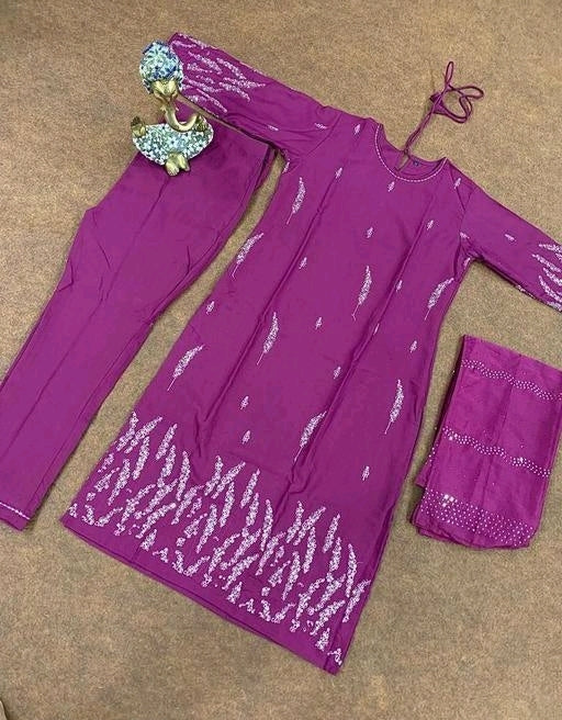 Beautiful Embroidery Women Kurti Pant Dupatta Set